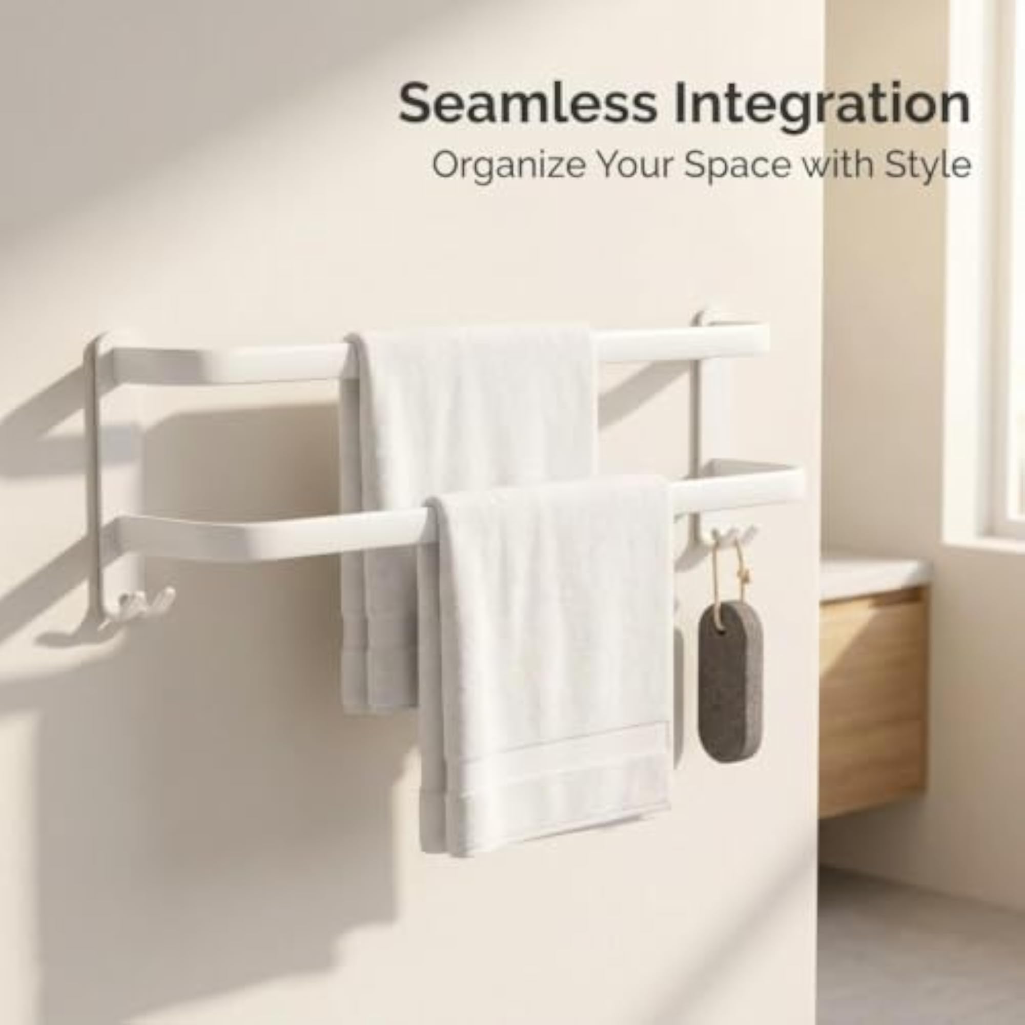 Towel Rack Wall Mounted with Multi-Tier Bar for Washroom