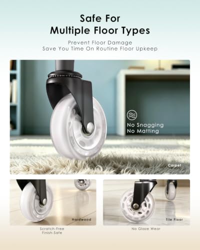 Image of RidRed Gaming Chair Wheels - Heavy-Duty Office Chair Wheels - Replacement Rubber Casters - Universal Fit 3 Inch Chair Casters, Noise Free, Fits 98% Chair, for All Floor (White)