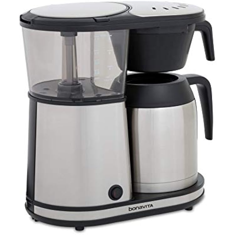 Bonavita 8 Cup Drip Coffee Maker Machine, One-Touch Pour Over, Auto Pause Brewing with Stainless Steel Double Wall Thermal Carafe, SCA Certified, Dishwasher Safe, BV1901TS
