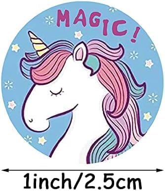 Image of 1000pcs Watercolor Thank You Stickers, Round Thank You Adhesive Sticker for Small Business Wedding Supplies Packing Stickers Gift Wrap (2, Mix Design Unicorn Stickers)
