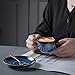 KYBSCZ Espresso Cup - Porcelain Tea Cup set - Cappuccino Cup Set - Coffee Cup Set for Cafe Mocha and Tea - Coffee Cup Made by Fambe Reactive Glaze, Royal Blue,6 oz