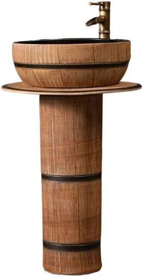 Bathroom Countertop Vessel Sink Home Balcony Column Wash Basin, Ceramic Hotel Pedestal Sink Vanity