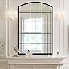 Arched window metal mirror black large rustic windowpane wall mirror for decor living room entry bedroom24x36  urban country home decor