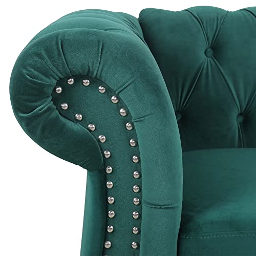 Miyzeal Chesterfield Chair Velvet, Upholstered Single Sofa Chair, Accent Comfy Club Armchair With Nailheads And Solid Wood Legs, Mid-Century Tufted Lounge Chair For Home Bedroom Reading Room (Green) #TOP5