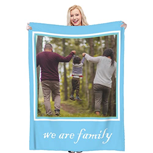 OBVYTF Custom Blanket with Photos Text Customized Blanket Flannel Throw