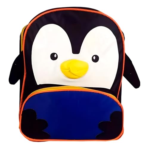 Mochila Infantil Pinguim, Poliéster, Azul e Preto