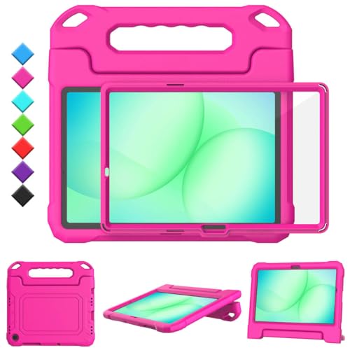 TOEVEK Kids Case for Samsung Galaxy Tab A11 Plus 2025 / A9 Plus 2023 11' Tablet, Built-in Screen Protector, Shockproof Handle Stand Protective Cover for Samsung Galaxy Tab A11+ / A9+ 11 Inch, Pink