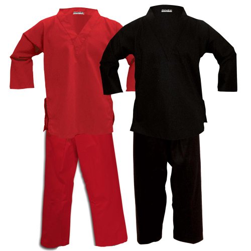 Macho Middleweight Karate Style V-Neck Uniforms - Black - Size 4