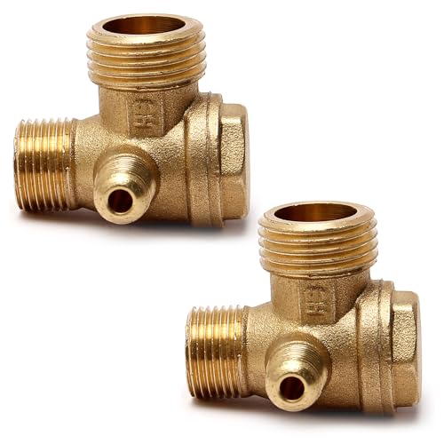 Bettomshin 2Pcs 3 Way Brass Air Compressor Check Valve, Male Threaded Pneumatic Accessory, Male Threaded Non-Return Check Valve Spare Parts Tube Connector Tool, 3/4