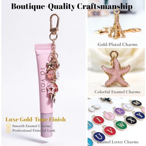 Image of Kupor 460Pcs DIY Keychain Making kit, 7 Themes DIY Bag Charm kit, 78 Letter Sets, Premium Jewelry Making Supplies with Greeting Card, Storage Box, Beginner Friendly for Keychains, Lip Gloss Keychain
