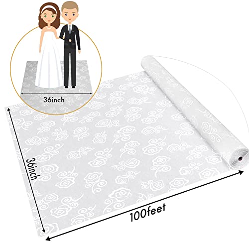 FrenzyBird Aisle Runner for Wedding Ceremony 100 x 3 Feet White Aisle Runner Walkway for Indoor Outdoor Wedding Church Decorations (Rose) - Thumbnail 3