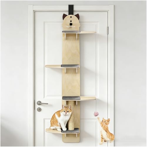 Árbol para gatos colgante de puerta 4 niveles madera miniatura 1