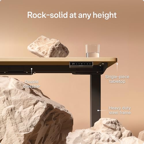 Image of Desktronic HomePro Standing Desk 72x30 - Made in Europe, Ergonomic Sit Stand Home Office Desk, Electric Height Adjustable, Dual Motor, USB & USB-C Charging, Wobble-Free, Touchscreen, 3 Memory Presets