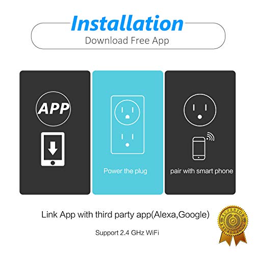 Smart Plug 2.4G WiFi YUTRON Smart Life Plugs WiFi Smart Outlets Wireless Sockets Works with Alexa, Echo Dot ,Google Home, Timer Switch, 10A, Long Reception Range, No Hub Required, White,1 Pack