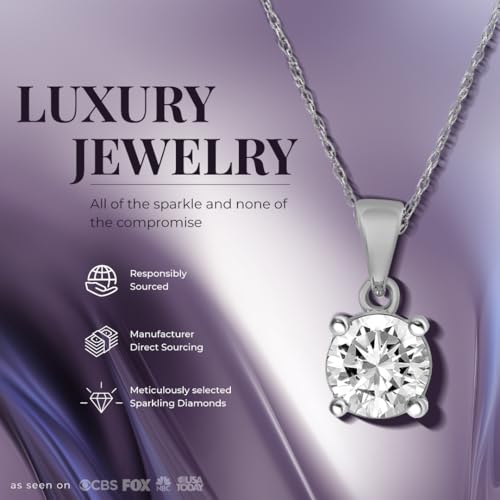 1/4 - 2 Carat Certified Lab Grown Diamond Necklace For Women | 14K Solid White & Yellow Gold | 16 -18 Inch Adjustable Gold Chain | Premium GH Color VS - SI Clarity Diamonds2