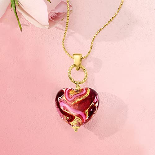 Ross-Simons Italian Red And Pink Murano Glass Heart Pendant Necklace In 18Kt Gold Over Sterling. 18 Inches #TOP6