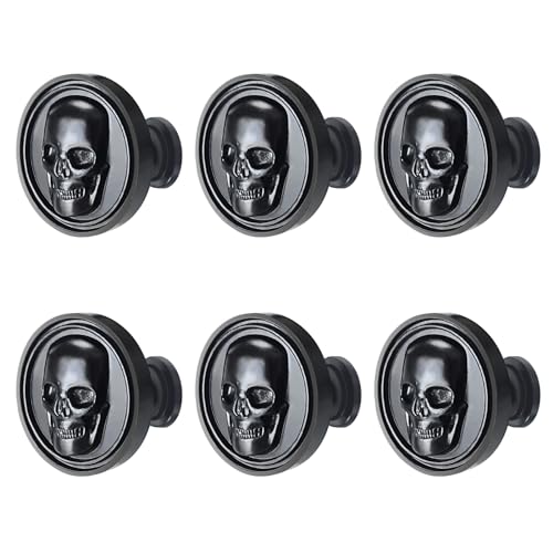 Boutons tête de mort vintage noir mat de haute finition pour commode