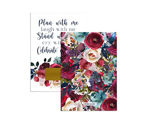 Indigo Floral Bridesmaid And Maid Of Honor Scratch Offs With Envelopes Pack Of 7 Bridal Proposal Cards For Asking Wedding Attendants To Stand With Me Rustic Set Paper Clever Party #TOP4