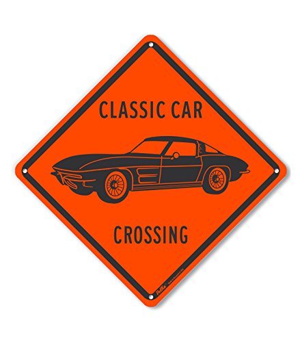 Panneau Stingray Classic Car Crossing orange, cadeau pour homme