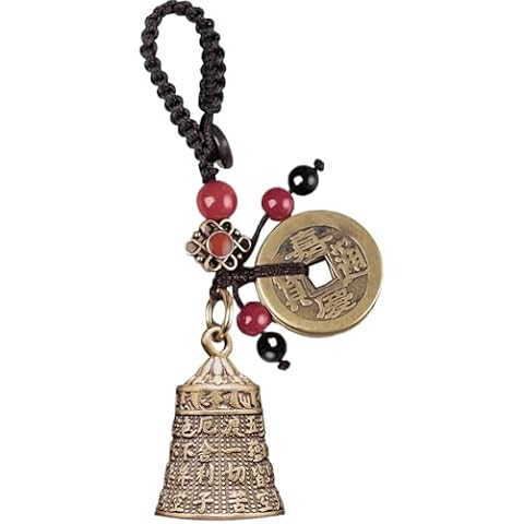 Yisinar Good Lucky Charms,Lucky Bell Keychain With Feng Shui Coins,Buddha Statue Cinese Knot Chinese Coins for Good Luck Cover