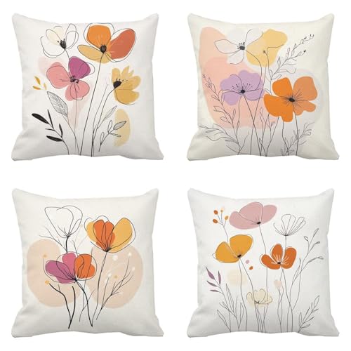 Housse de coussin 65x65 cm imperméable et déperlant au style abstrait de format carré k-641