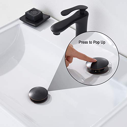 GORDEE Bathroom Sink Stopper P-Trap Complete Set Adjustable 1-1/4 Bottle Trap Solid Brass Sink Drain Kit Tube and Pop Up Drain Stopper Set with Overflow, ORB Black