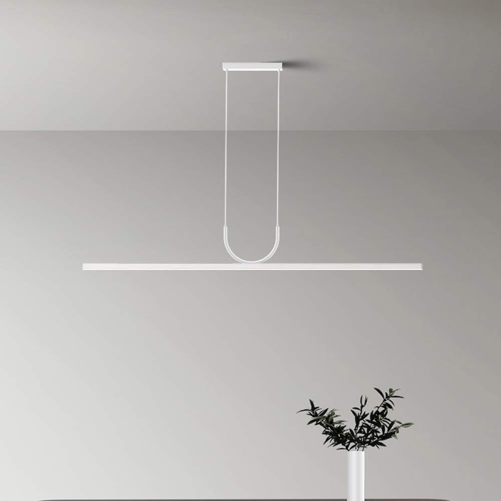 LYMSXAZOU Aluminum LED Linear Pendant Light Fixture White Dimmable Over Kitchen Island Lighting Ceiling Hanging Farmhouse Chandeliers for Dining Room