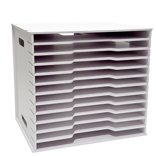 Leclatte Scrapbook Paper Organizer Storage 12 x 12 12 Slots File Sorter Storage Desktop Paper Organizer Rack 12 Tier Craft paper Holder for Home Office