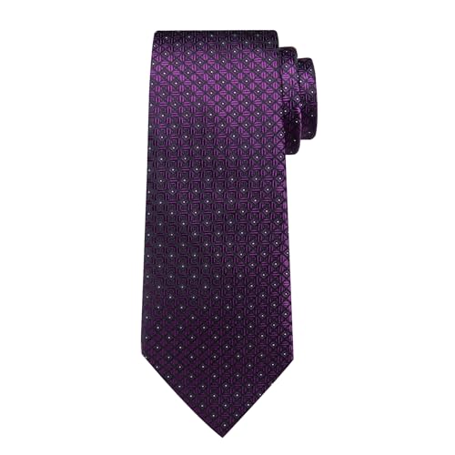 Image of DiBanGu Striped Tie Set for Men Silk Woven Plaid Necktie and Pocket Square Cufflinks Business Wedding