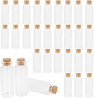 30 Pack 20ml Clear Glass Jars with Cork Stopper,Yishik Mini Wish Bottles Storage Preserving Jars for Beads,Candy,Spice,Home Decorations and Party Favors(0.95 x 2.53)