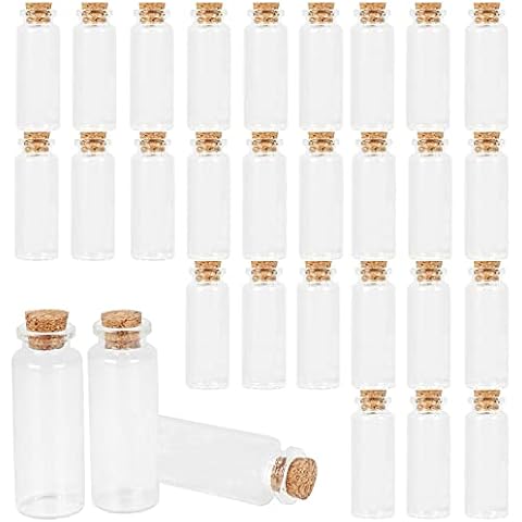 30 Pack 20ml Clear Glass Jars with Cork Stopper,Yishik Mini Wish Bottles Storage Preserving Jars for Beads,Candy,Spice,Home Decorations and Party Favors(0.95” x 2.53”) Cover