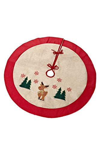 Heitmann Deco Kerstboomrok: ronde vilten boombekleding, mat voor onder de kerstboom, tegen dennennaalden - rendieren - rood, natuur