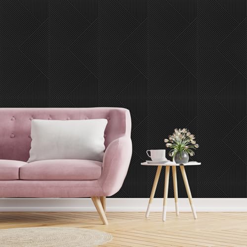 Image of Kayra Decor 3D Self Adhesive Wall Panel Black TP 106 Design Pack of 40 Covers 107.80 Sq. Ft.TP106