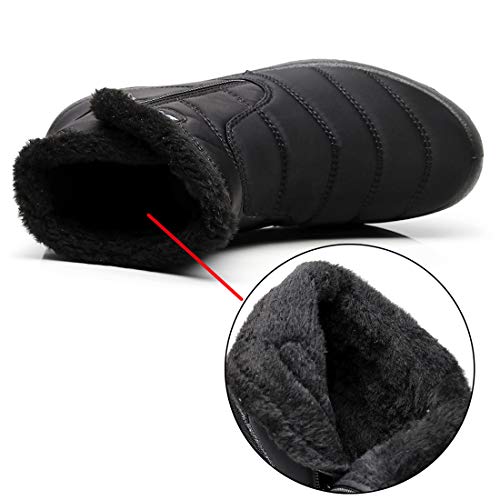 Image of Winter Snow Boots for Women Men, Lightweight Water-Resistant Boots | faux fur lining, rubber sole, warm winter wear, dog walking, errands, light snow, indoor outdoor