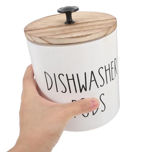 Zerodeko Round Wooden Dishwasher Pod Holder with Secure Lid - Airtight Storage Box for Laundry and Kitchen Essentials Stylish Condensing Bead Container for Organised Home - Image 3