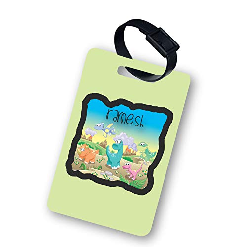 Image of Personalized Luggage Tag with Name & Photo - Unisex (Dinosaur) | Custom Luggage Tag