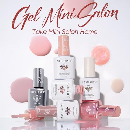 Modelones Gel Nail Polish Kit With U V Light, 4 Colors Gel Mini Salon, Base&Top Coat And Stickers, Milky White Nude Pink Glitter Fall Manicure Set, Diy Home Nail Art Decoration Kit thumb #8