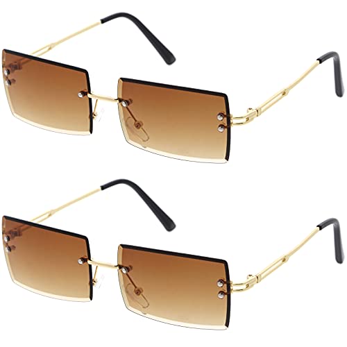 Image of zeroUV - Luxe 90s Inspired Full Rimless Metal Accent Medium Square Sunglasses 57mm