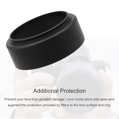 Parasol de metal estándar para lente, montaje roscado estándar, negro, compatible con diámetros de filtro de 35/46/49/52/55/58/62/67/72/77/82 mm miniatura 5