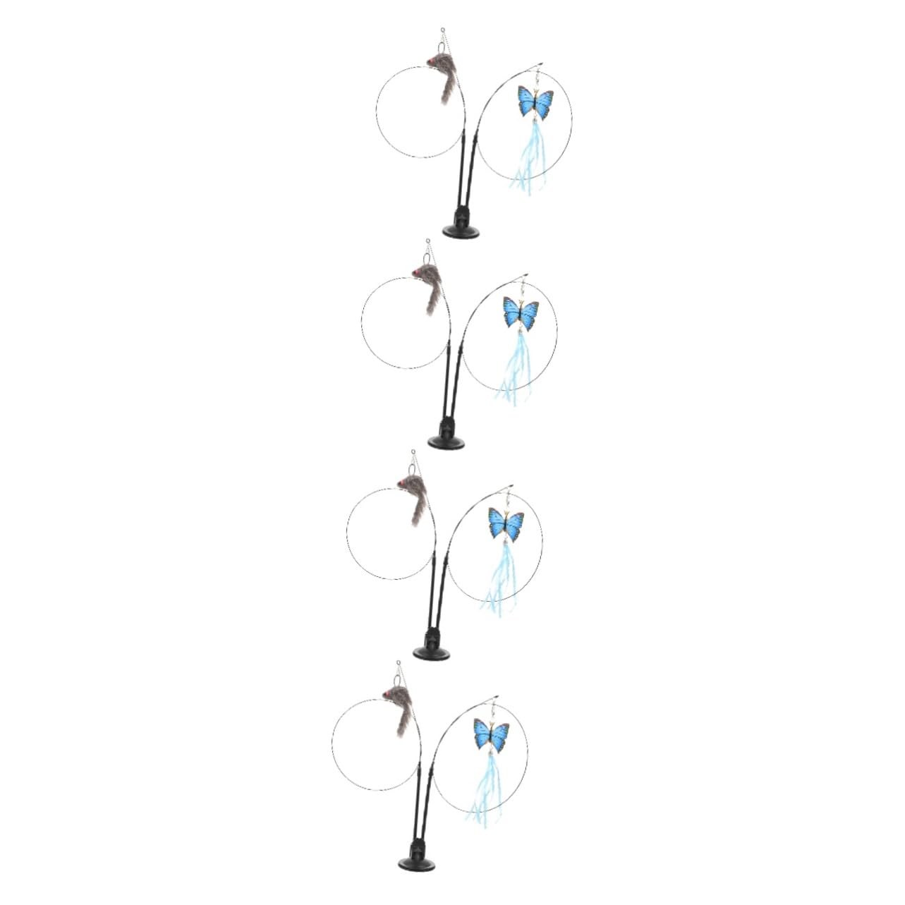 Yardwe 4stücke Doppelte Teaser-Sticks Für Katzen Mit Saugnapf Interaktives Spielzeug Für Katzen Fördert Und Mit Zwei Bunten Federaufsätzen Blaues Schmetterling Graue