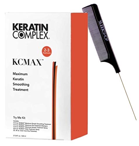 Keratin Complex KCMAX Maximum Keratin Smoothing Treatment, TRY ME KIT (w/Sleek Steel Pin Rat Tail Comb) (Try Me Kit)