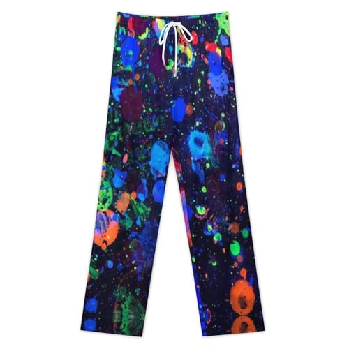 Glow in Dark Splatter Neon Comfy Pajama Pants Adjustable Sleepwear Beach Pants for Men3