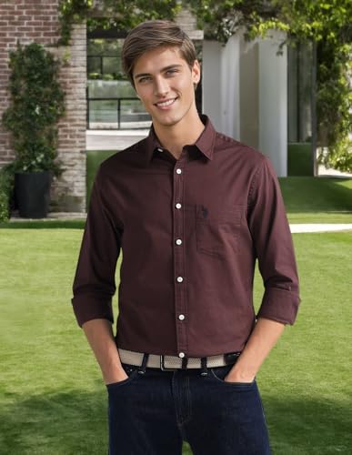 Image of U.S. Polo ASSN. Men's Solid Cotton Dobby Tailored Fit Shirt