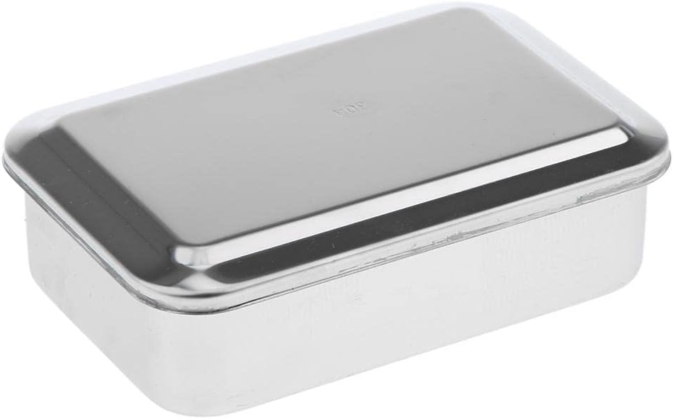 Stainless Steel Instrument Tray with Lid - -Iodophor Material for Dental and Piercing Tools - Organizer Box for Camping and Cutlery Storage - A