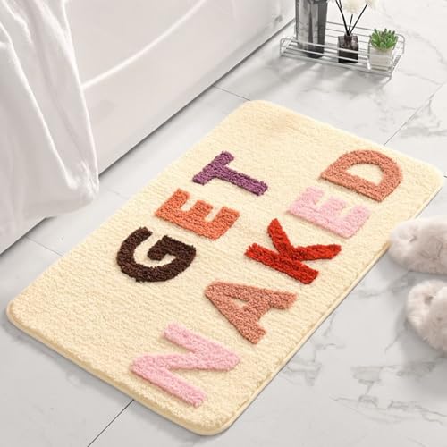 YULIAO Get Naked Tapis de Bain ，Tapis de Salle de Bain Drôles Mignons ，Tapis de Salle de Bain Absorbant Antidérapant Amusant ，Glissière de Tapis de Bain ，Tapis D'intérieur Décorer Absorber l'eau
