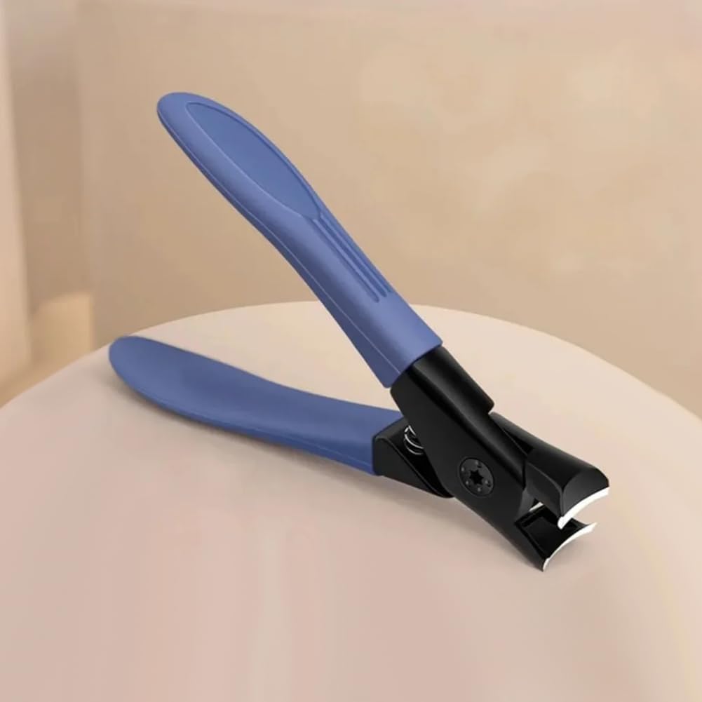 Stainless Steel Large Slit Nail Clippers Blue Wide Jaw Opening Toenails Trimmer Splatter-Proof Thick Nails Clippers