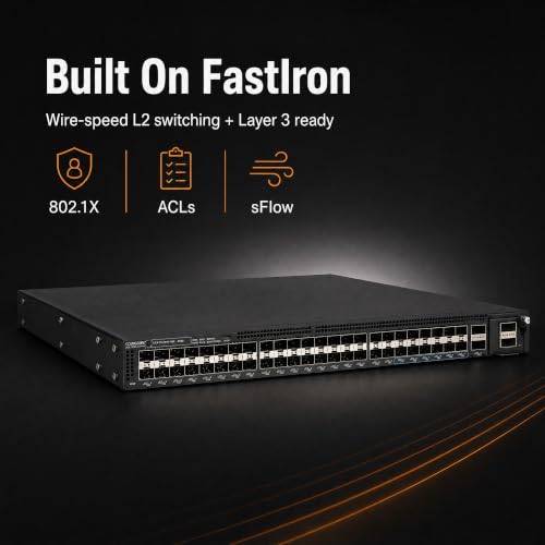 Image of Ruckus ICX7550-48F-E2 Managed Switch, 36x 100 /1000 Mbps SFP + 12x 1 /10GbE SFP+ Fiber, 2x 40 /100GbE QSFP+ + Modular Expansion Slot Uplinks - Stackable Campus Switch, 40 /100G Uplinks - ICX7550-48F-E2