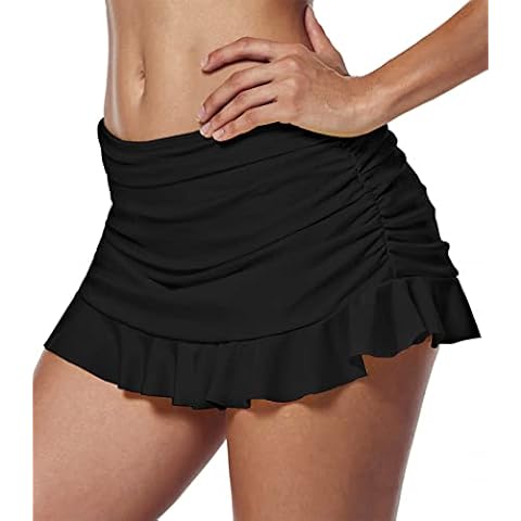 Ecute Womens Swim Skirt Tankini Bikini Bottom Beachwear Swimming Dress Black Cover