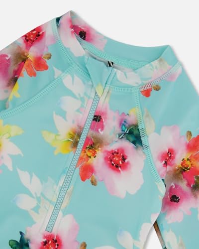 Image of Deux par Deux Long Sleeve One-Piece Rash Guard for Girls Toddlers and Kids