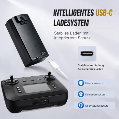 Drohne mit Kamera für Erwachsene, LCD Bildschirm Fernsteuerung ohne Handy, 36 Min Flugzeit, 90° verstellbare Kamera, Optical Flow, 2 Akkus… – Ansicht 3